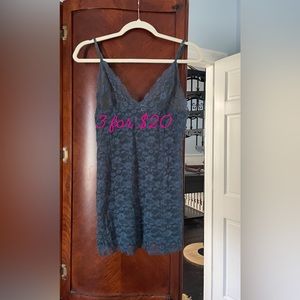 Lace Slip Chemise - Dark Blue